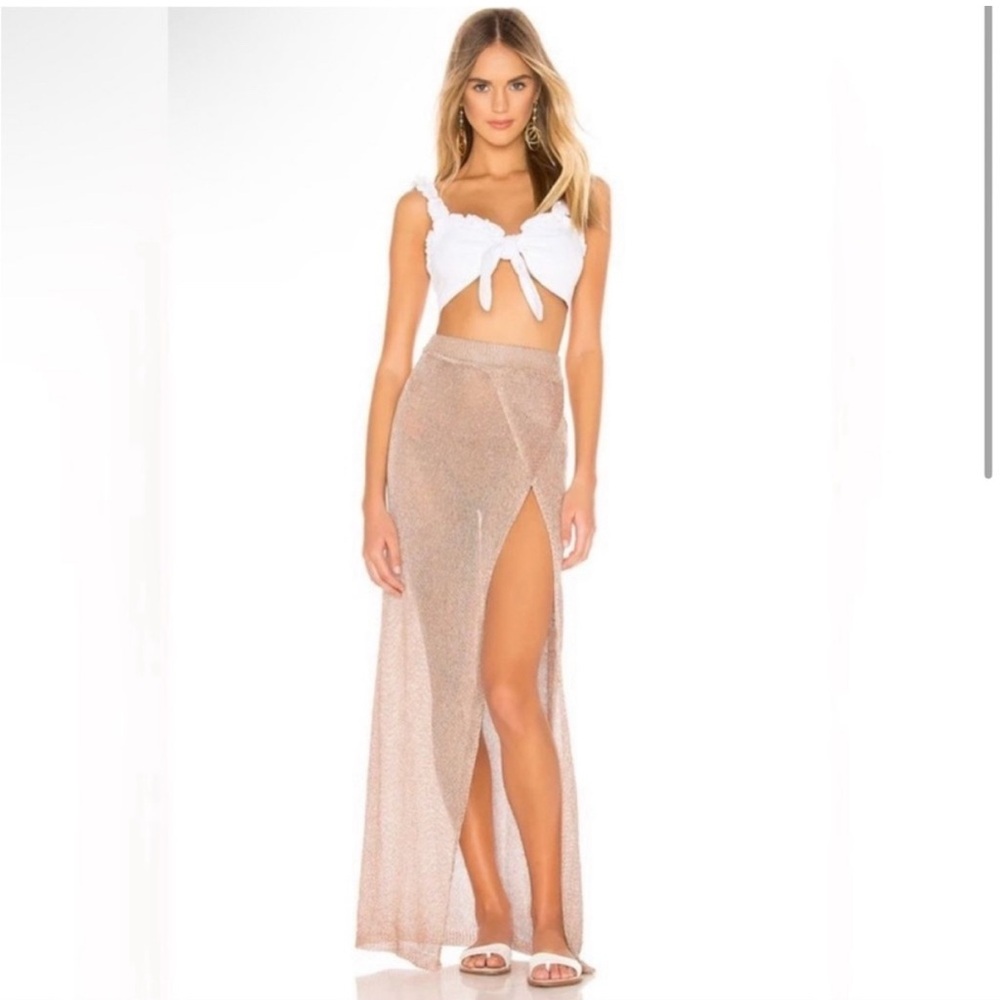 Superdown Keva Wrap Maxi Skirt in Bronze Rose Gold